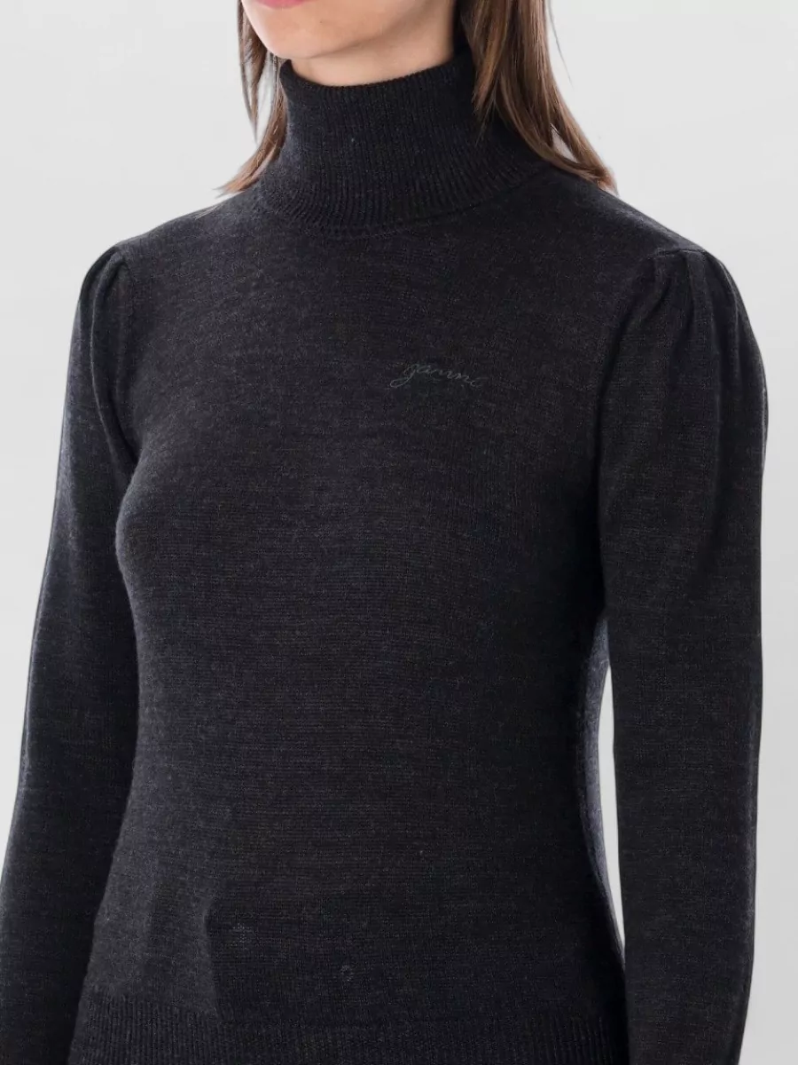 Ganni Merino Wool Ribbed Turtleneck Top