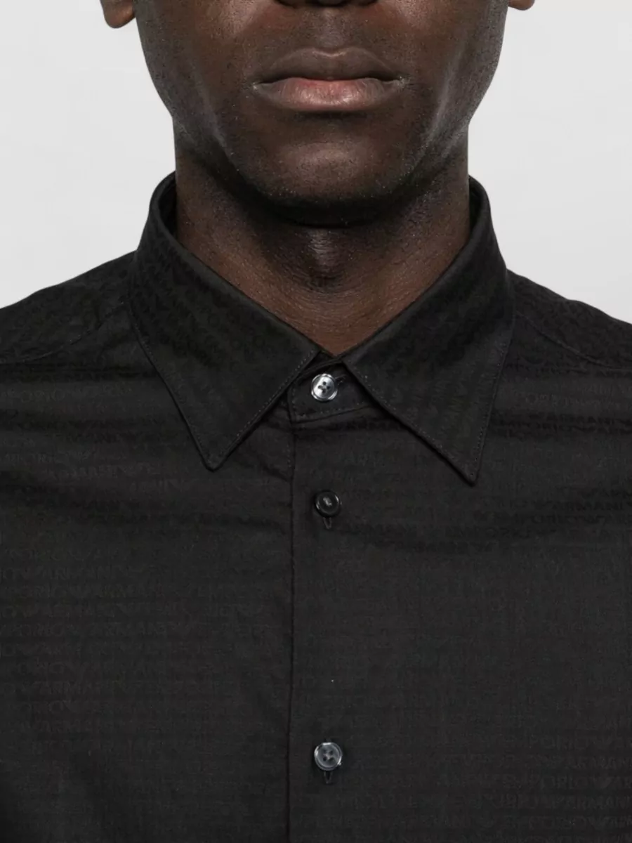 Emporio Armani Cotton Shirt Featuring Logo Button Collar