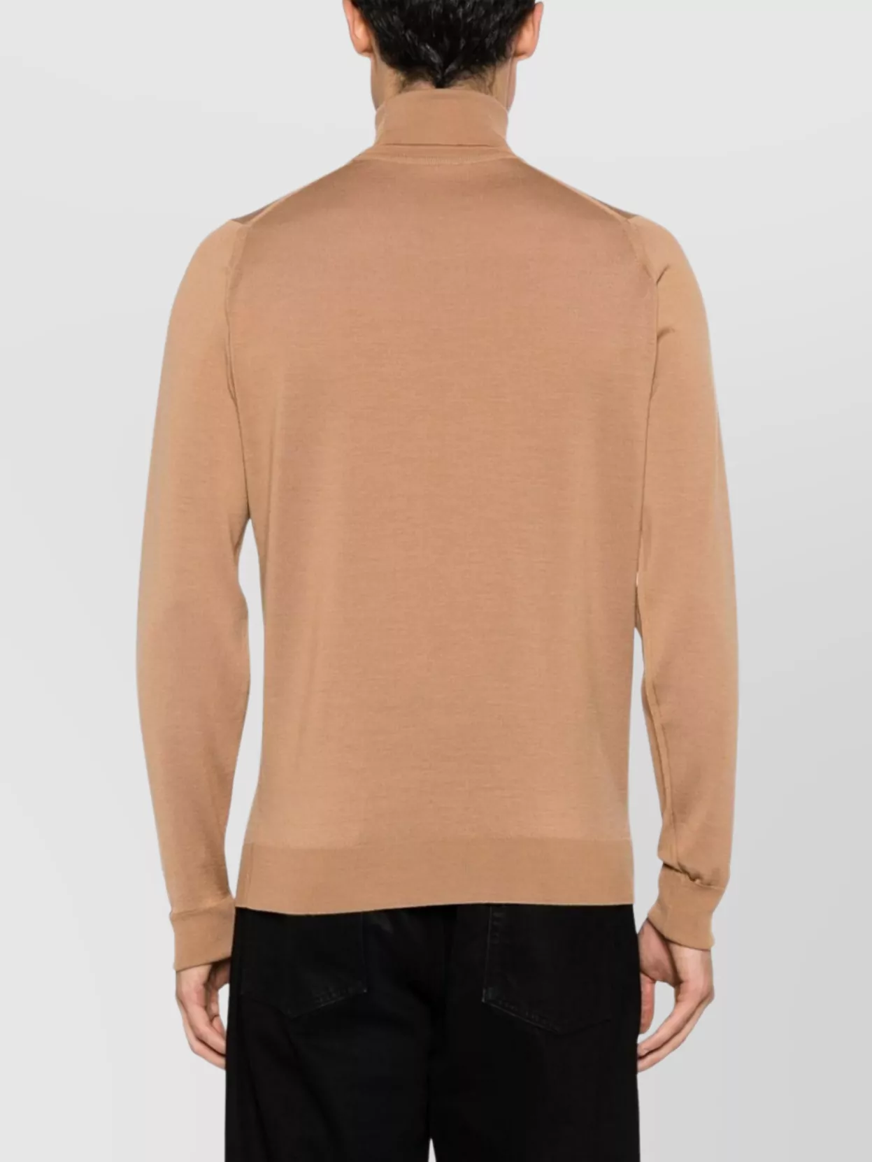 John Smedley Ribbed Turtleneck Wool Sweater With Straight Hem