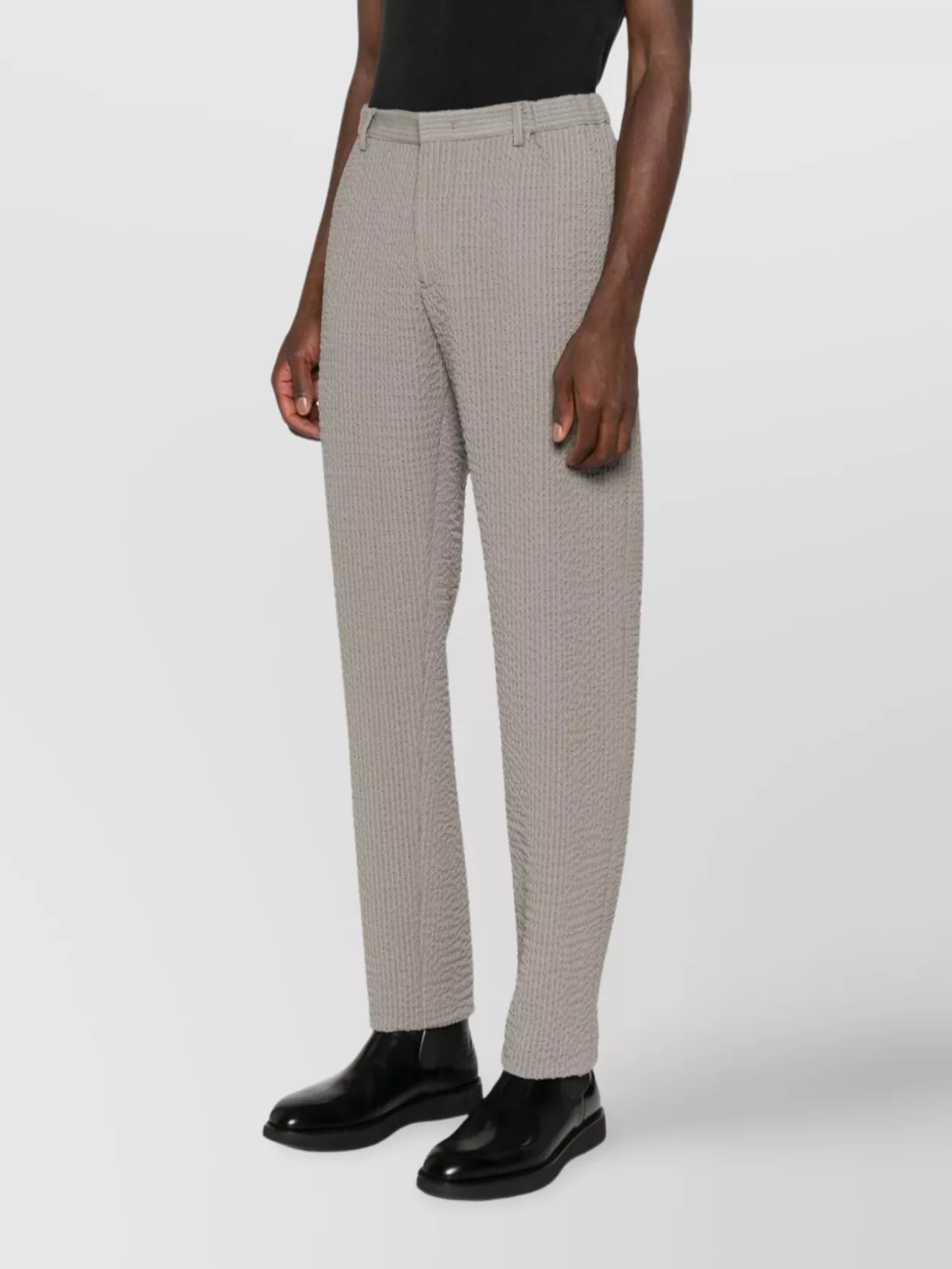 Emporio Armani Textured Wool Trousers Featuring Side Pockets