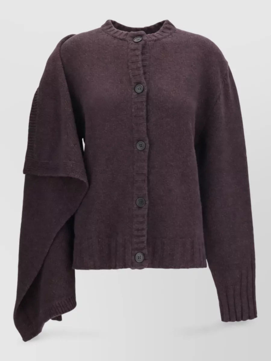 The Attico cashmere wool ribbed crewneck cardigan