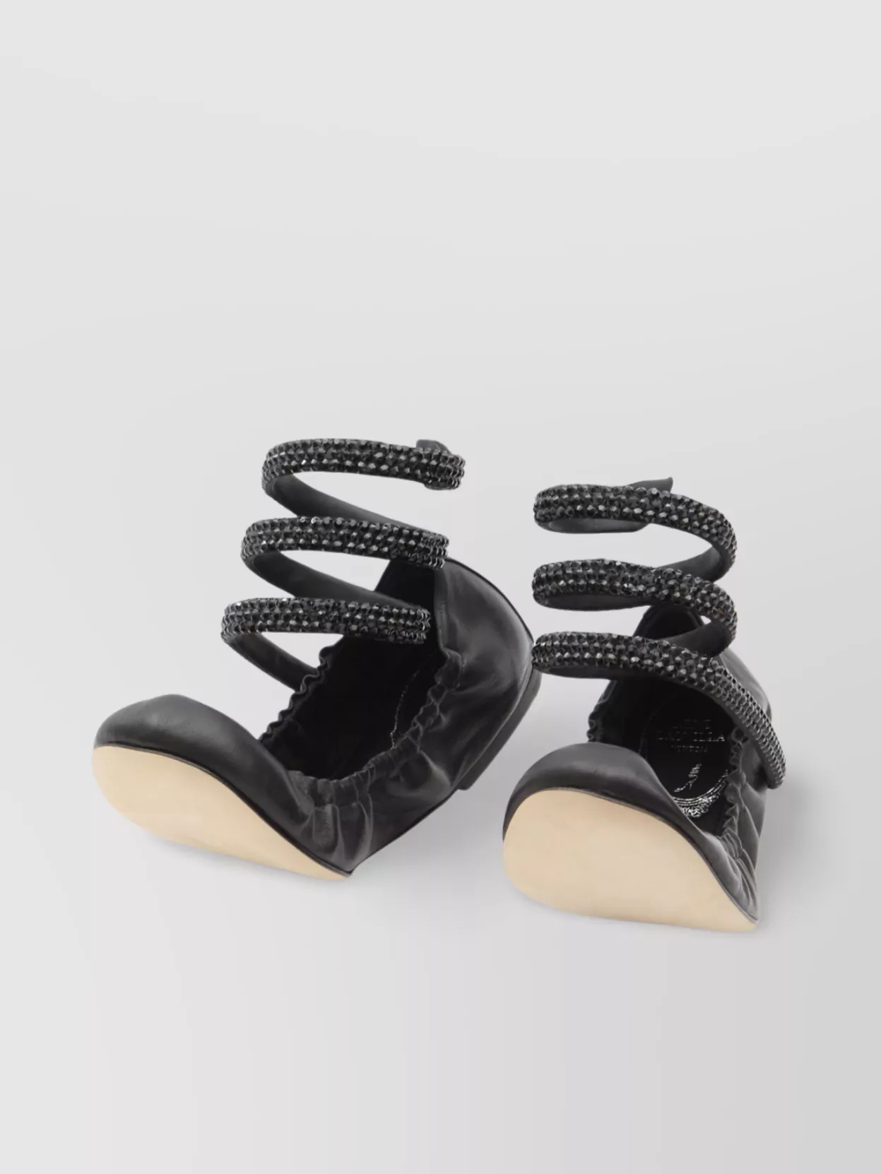Rene Caovilla Crystal Snake Ankle Strap Ballerina Shoes