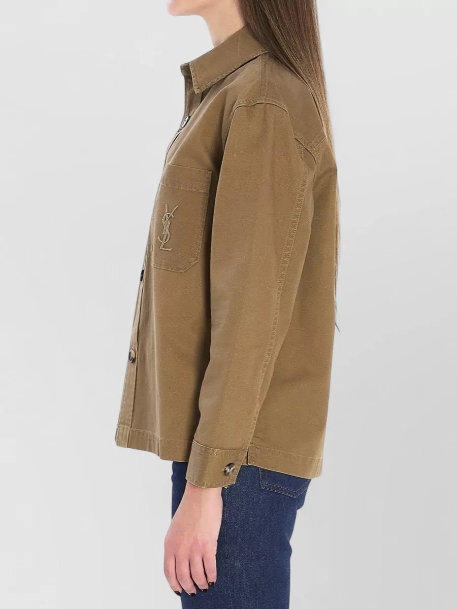 Saint Laurent Cassandre Shirt Pointed Collar Cotton Linen