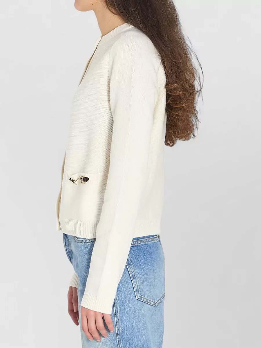 Gucci Cashmere Wool Cardigan Crew Neck Morsetto