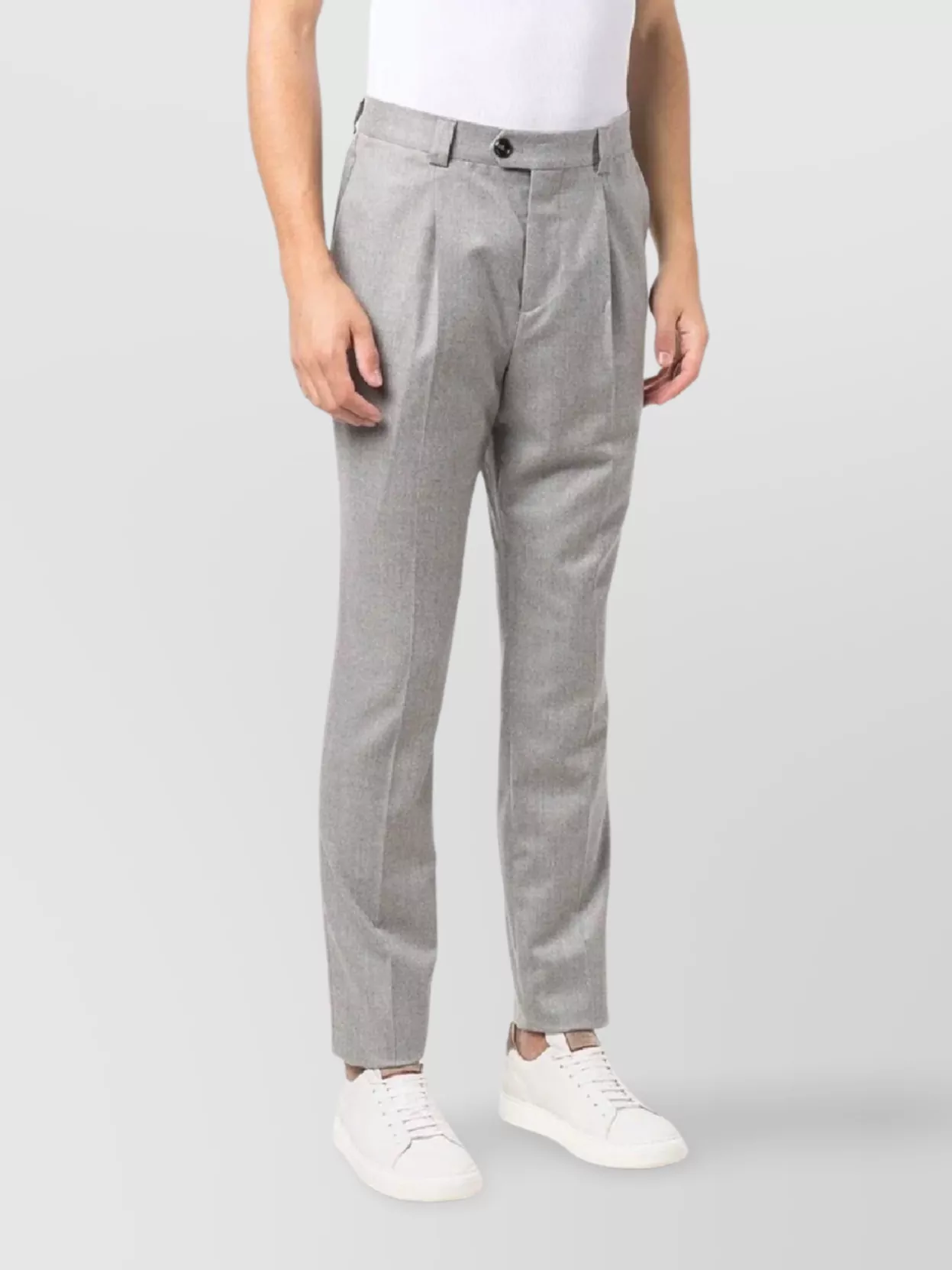 Brunello Cucinelli Tailored Grey Trousers With Subtle Pleat Detail In Gray