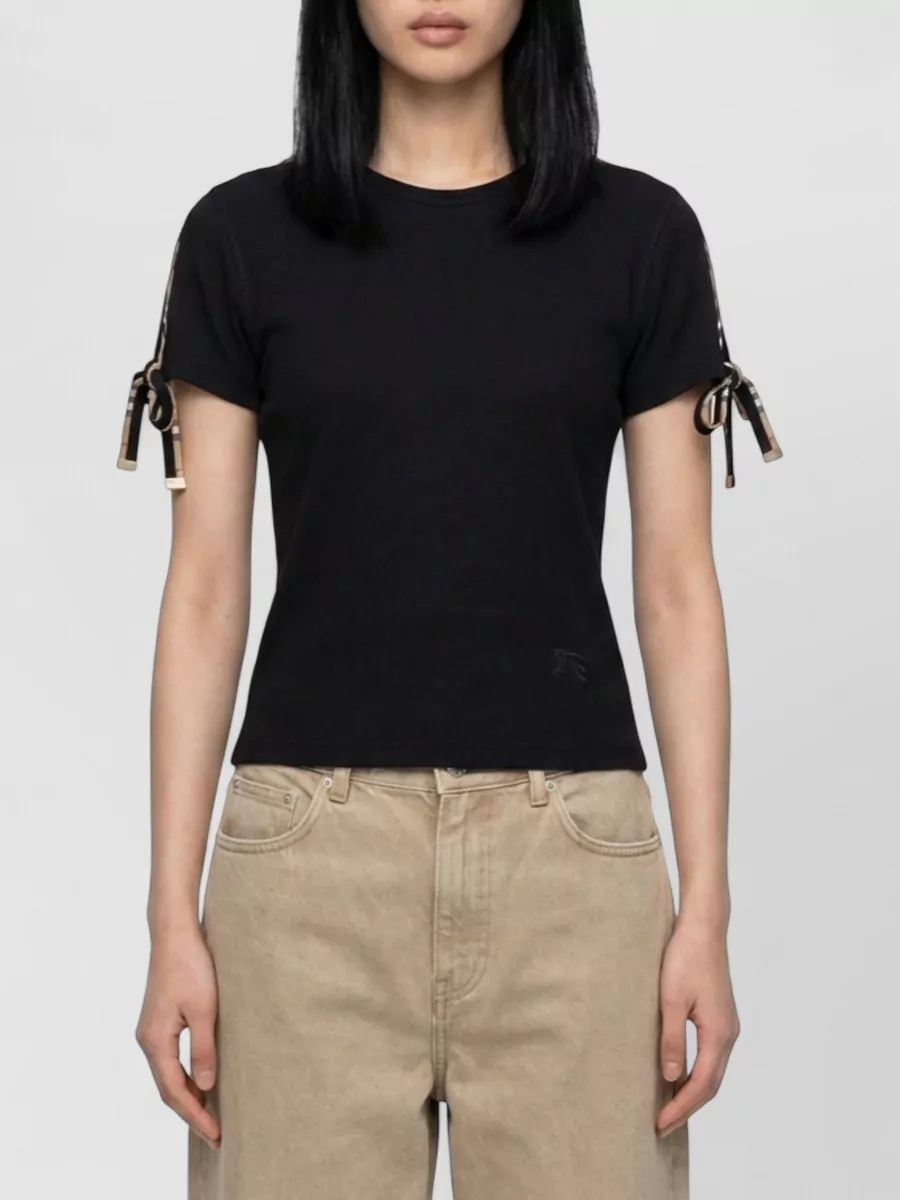 Burberry cotton ribbed short-sleeve cropped t-shirt