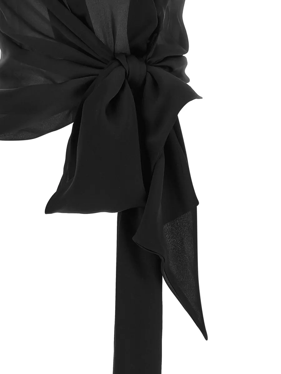 Balmain Silk Halterneck Draped Blouse