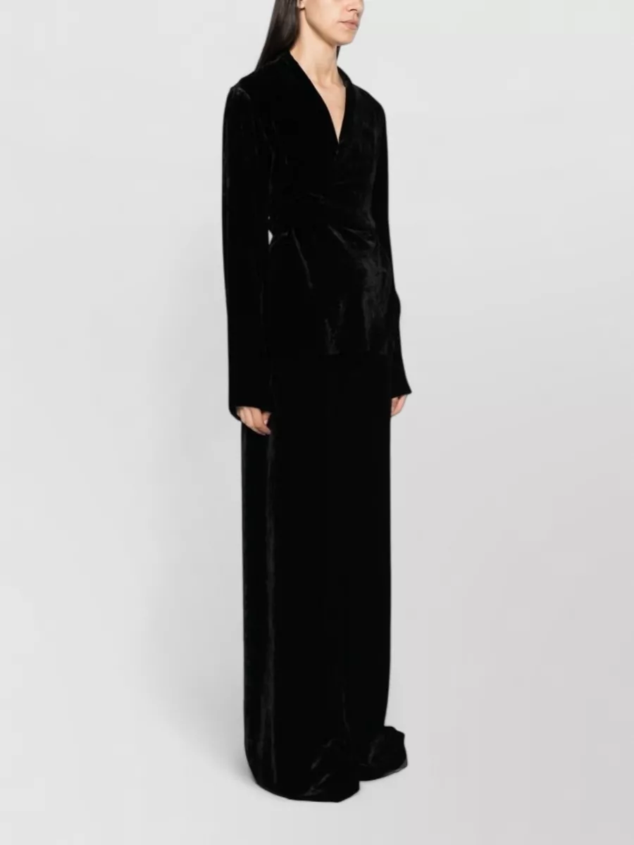 Rick Owens Velvet V-Neck Long-Sleeve Maxi Dress