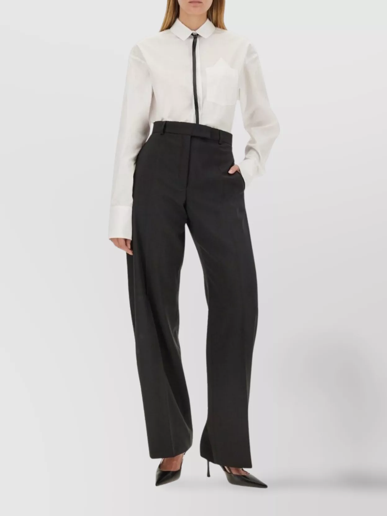 Sportmax Wide Leg Trousers With Pleats And Pockets In Black