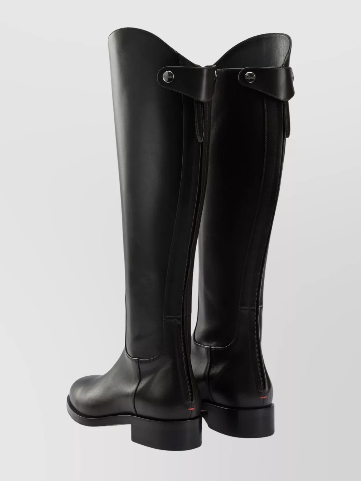 Aeyde Knee-high Leather Boots Side Button Detail In Black
