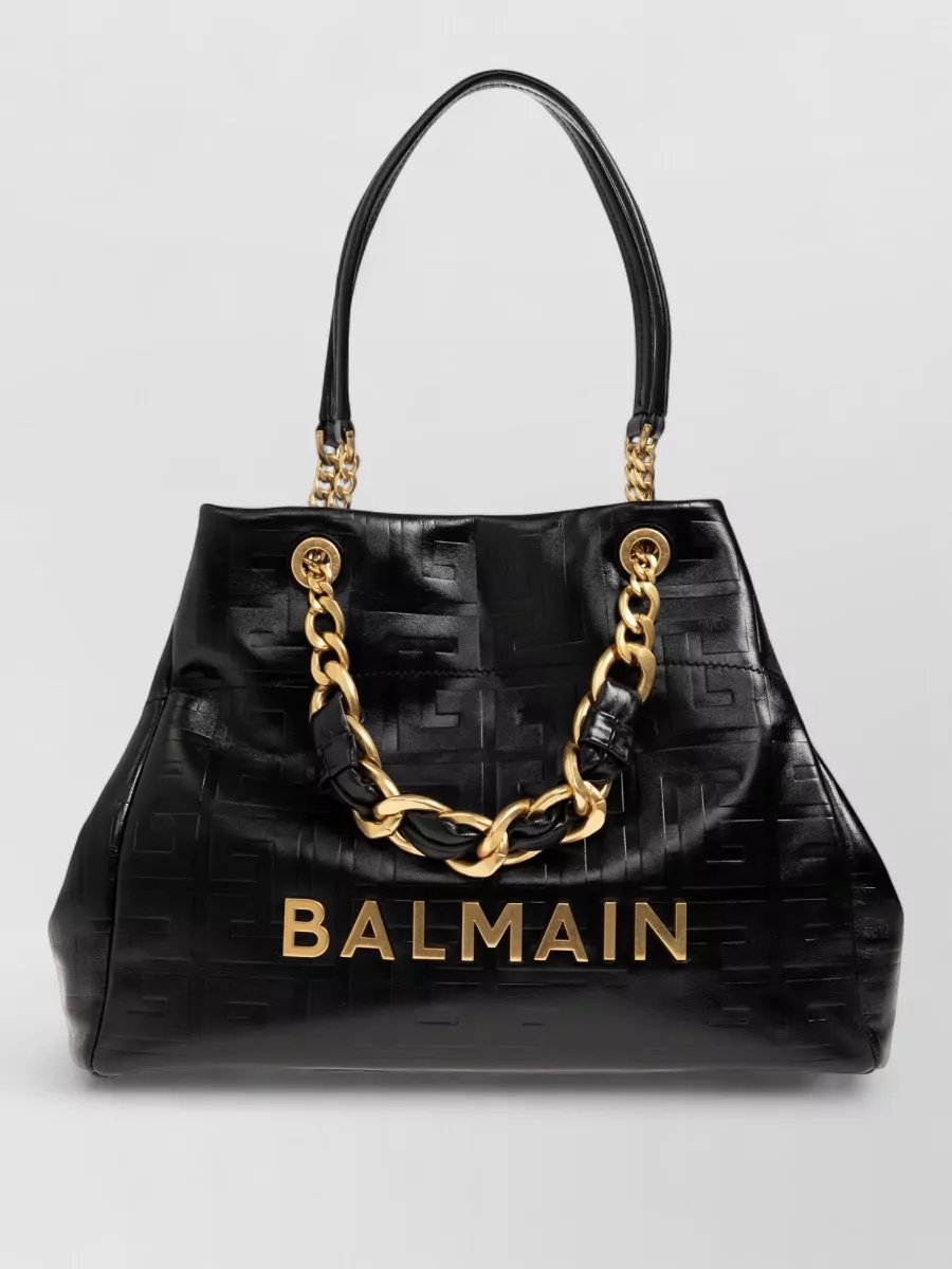 Balmain 1945 Large Leather Shoulder Bag