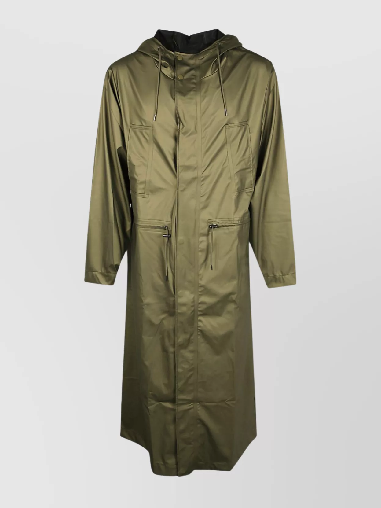 Rains Long Jacket Hood Drawstring Waist