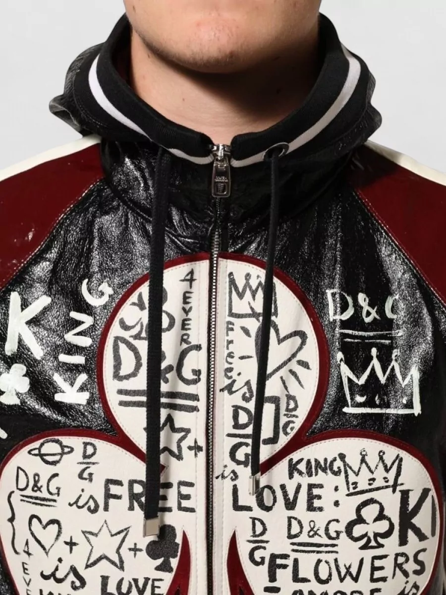Dolce&Gabbana Leather Hooded Biker Jacket