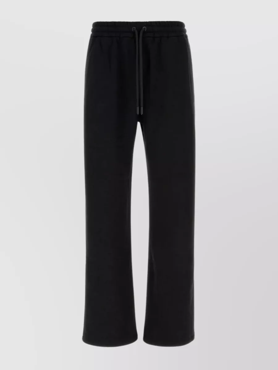 Shop Off-white Wide-leg Cotton Joggers With Cuffed Hem In Black