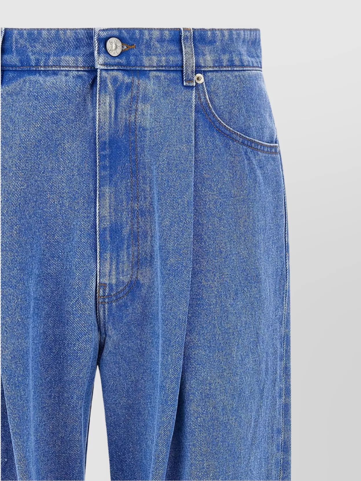 Marni Pleated Denim Trousers With Side And Back Pockets In Blue