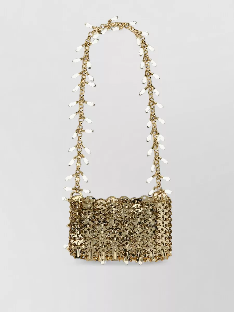 Rabanne 1969 Nano Crystal Shoulder Chain Bag In Gold