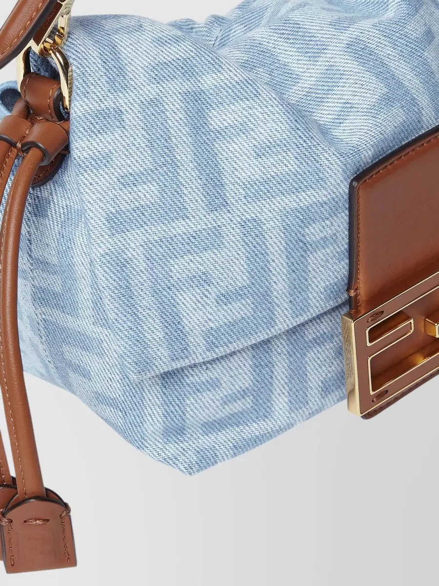 Fendi Mamma Baguette Small Denim Bucket Bag