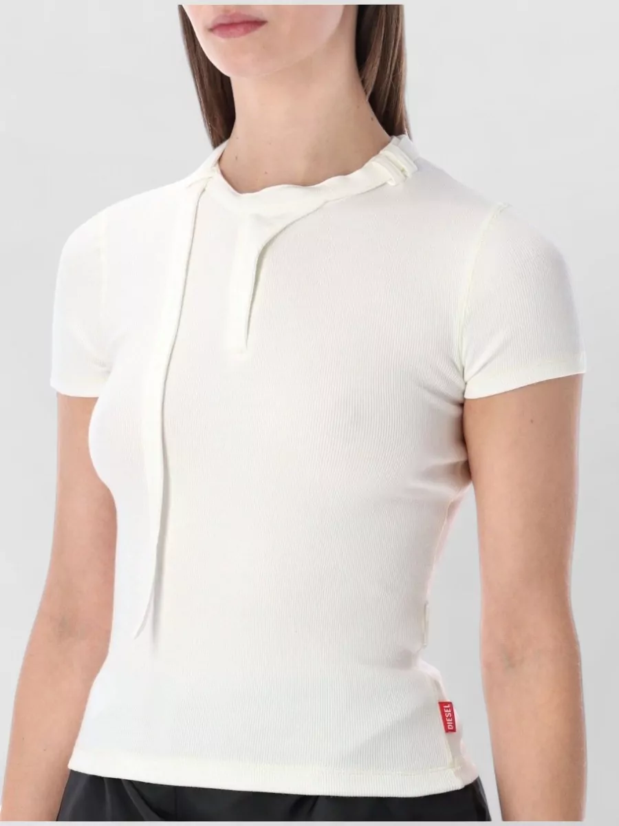 Diesel Cotton Ribbed Slim-Fit Zip-Front Short-Sleeve T-Shirt