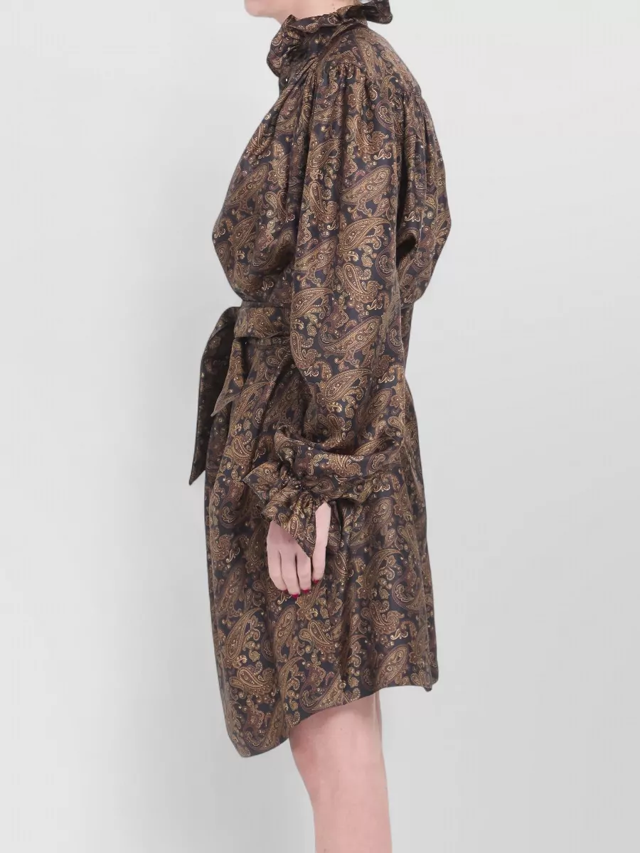 Saint Laurent Paisley Silk Twill Knee Length Dress
