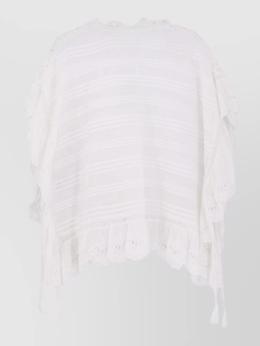 Isabel Marant Etoile Cotton Embroidered Short-Sleeve Blouse