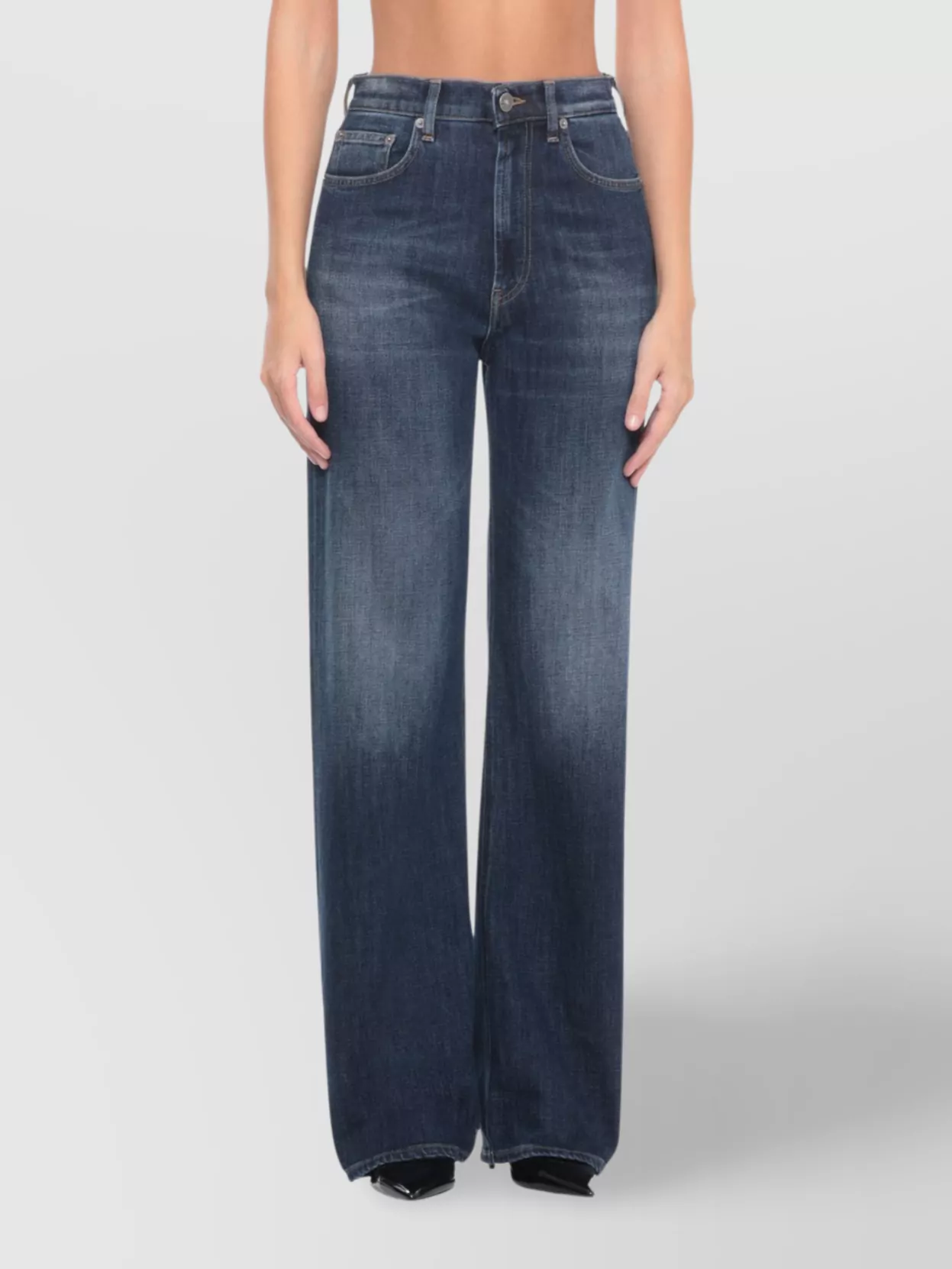 Dondup Straight Trousers With Five Pockets And Belt Loops