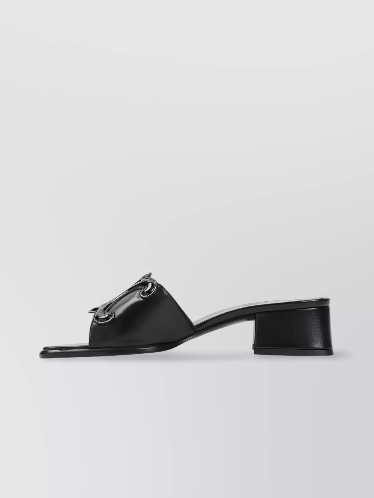 Celine Emblem Block Heel Leather Mule In Black