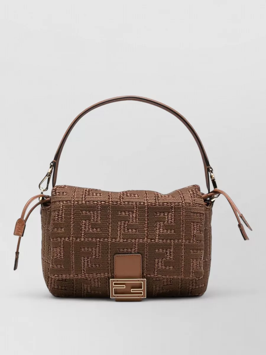 Fendi mamma baguette medium raffia shoulder bag