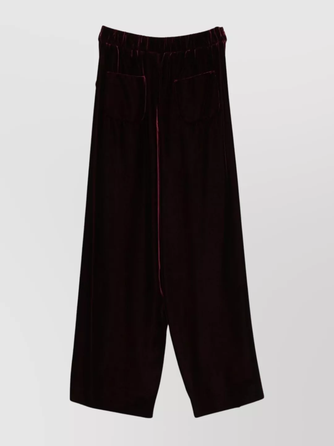 Emporio Armani Wide Leg Velvet Trousers Embroidered Detail In Burgundy