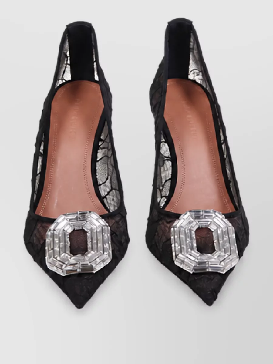 Amina Muaddi lace satin pumps