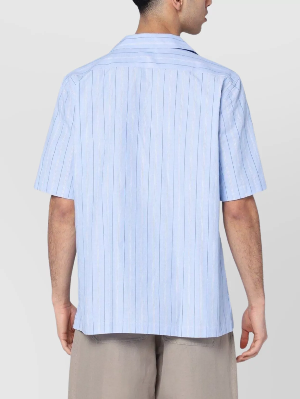 Lardini Cotton Shirt With Bowling Style Stripes In Blue