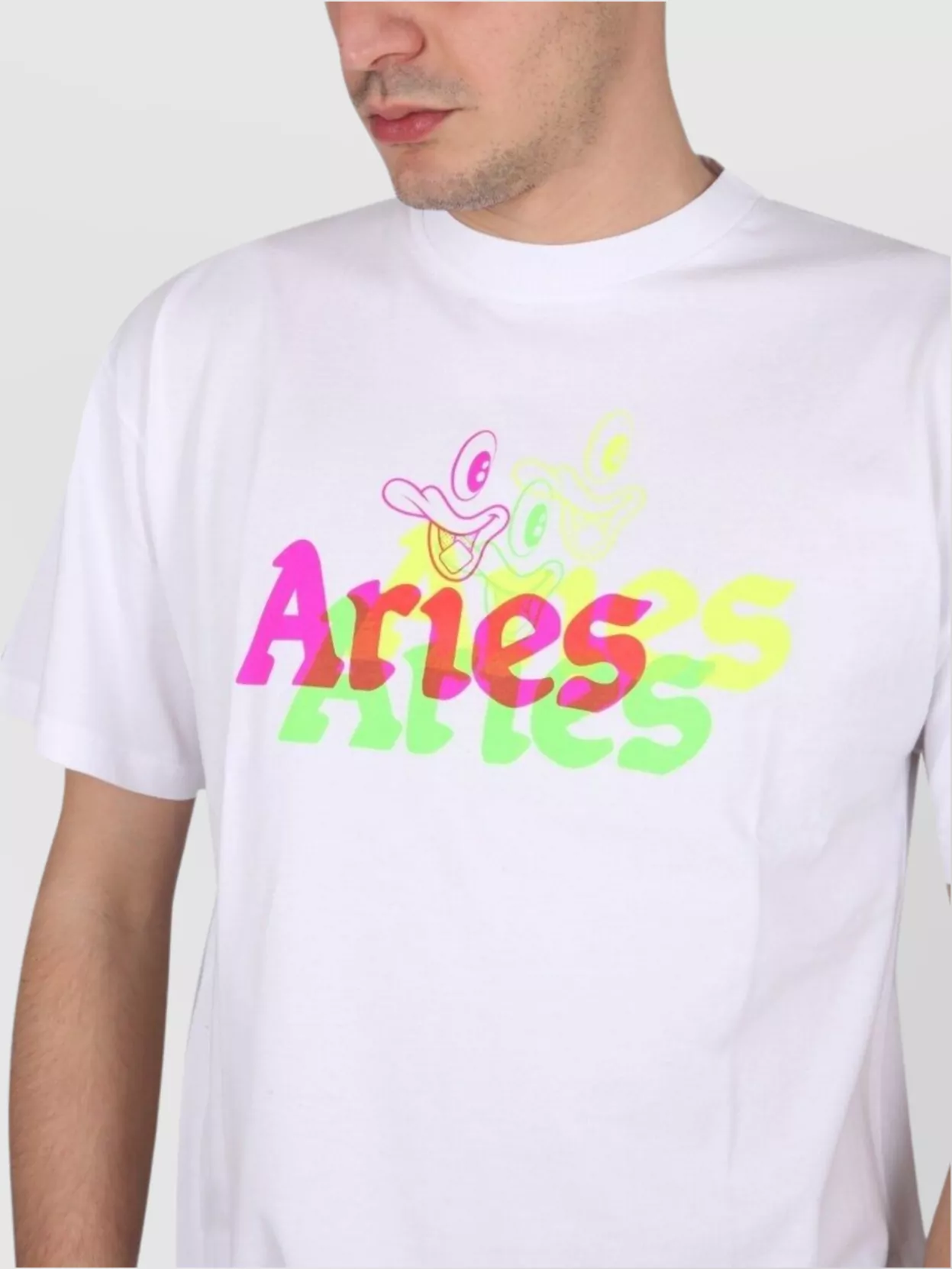 Aries Duck Graphic Print Crew Neck T-Shirt