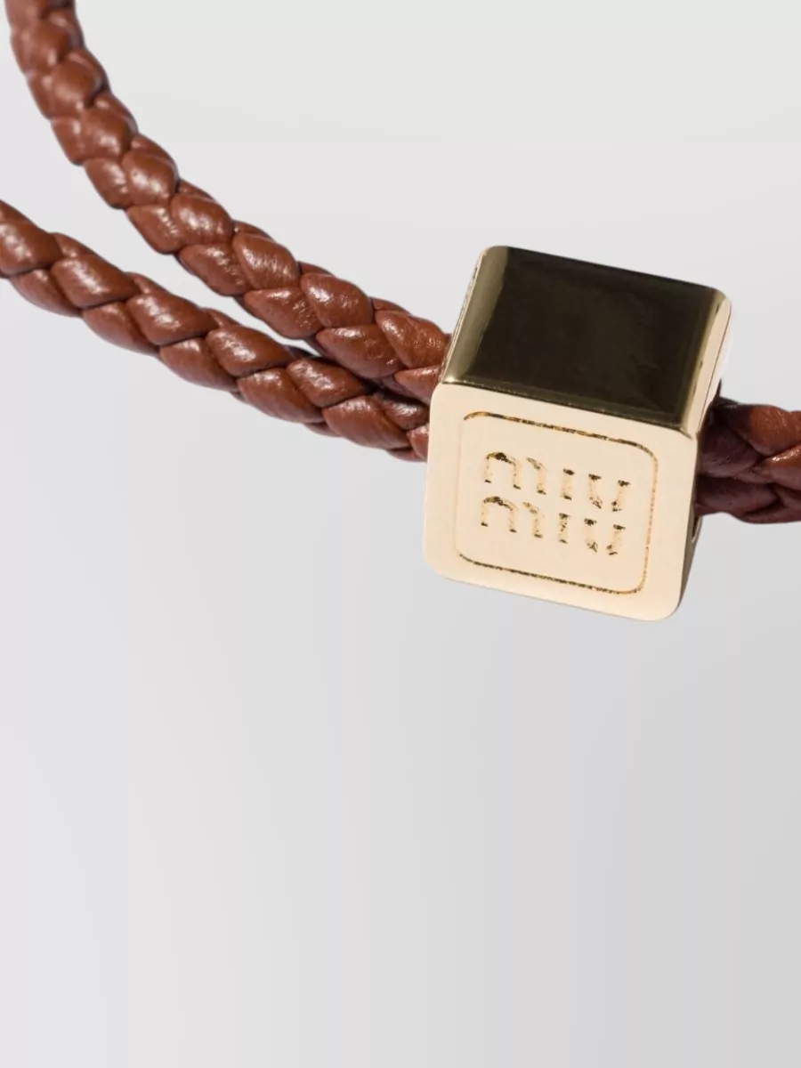 Miu Miu Leather Woven Bracelet