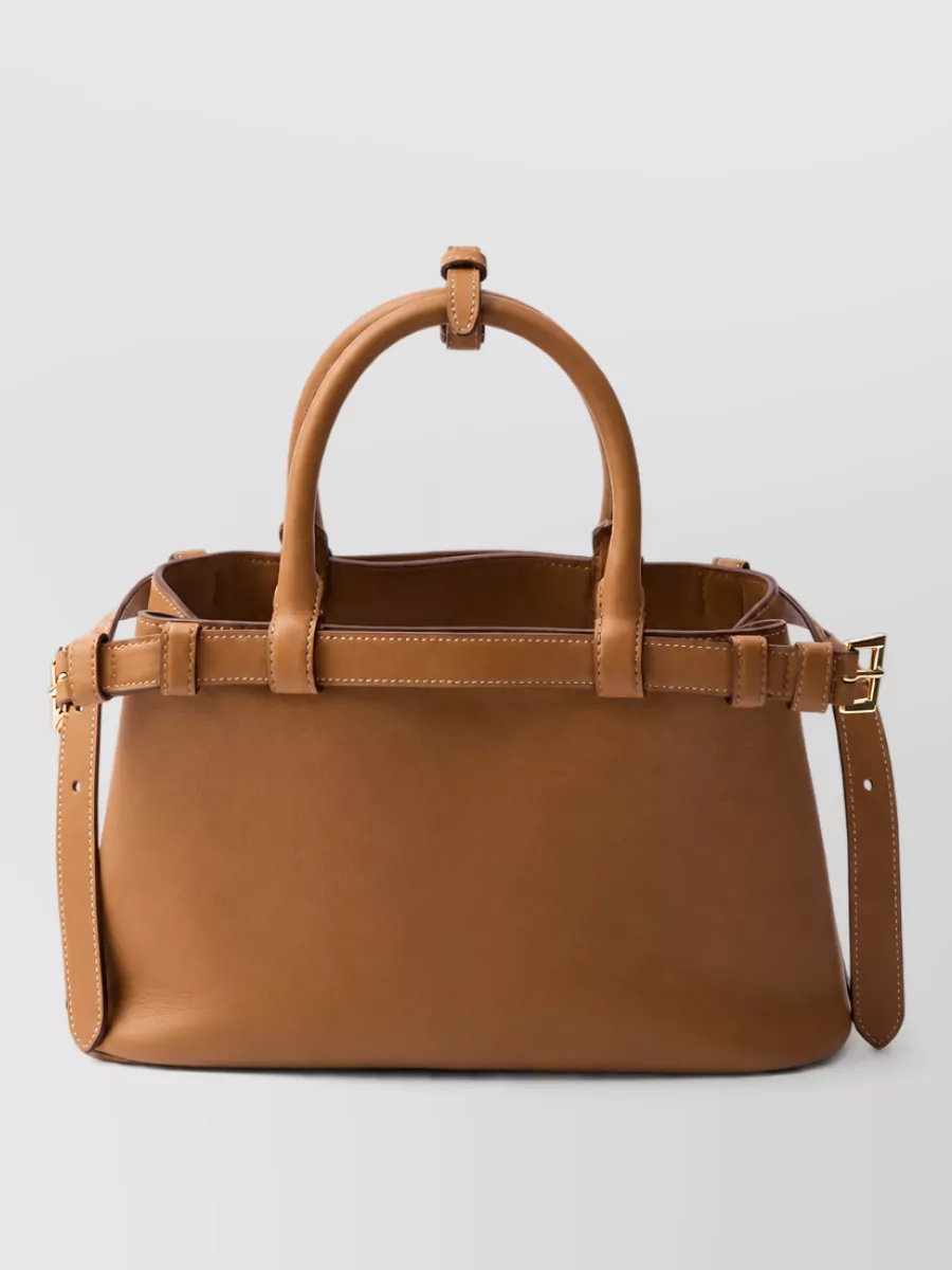 Prada Soft Small Leather Belted Shoulder Bag