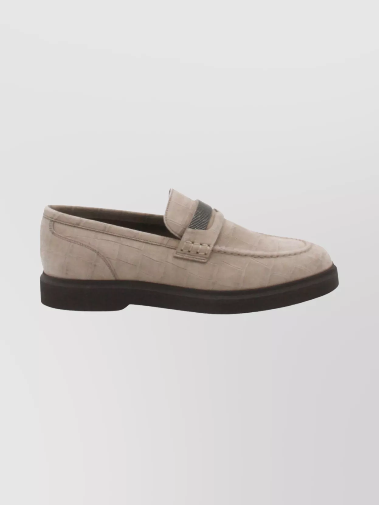 Brunello Cucinelli Crocodile Pattern Penny Strap Loafers