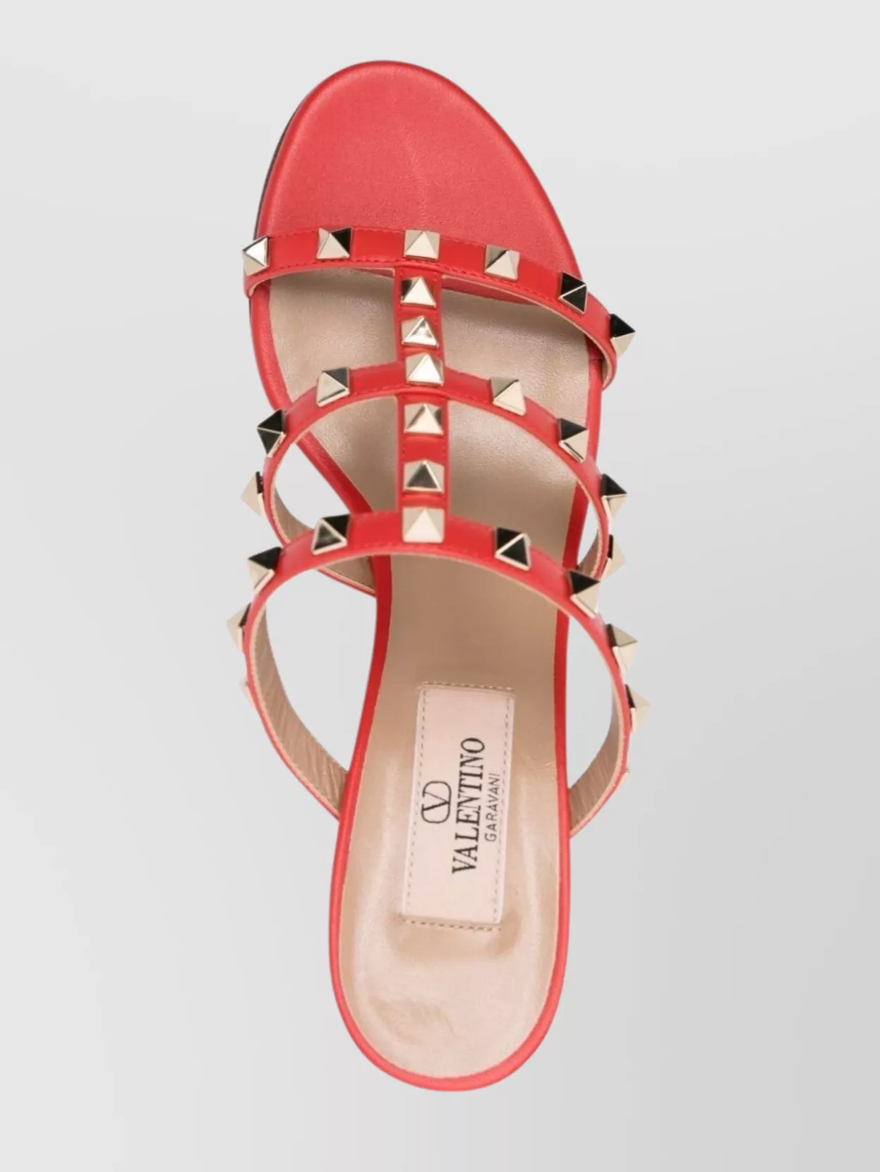 Shop Valentino Studded Leather Sandals With Mid Block Heel