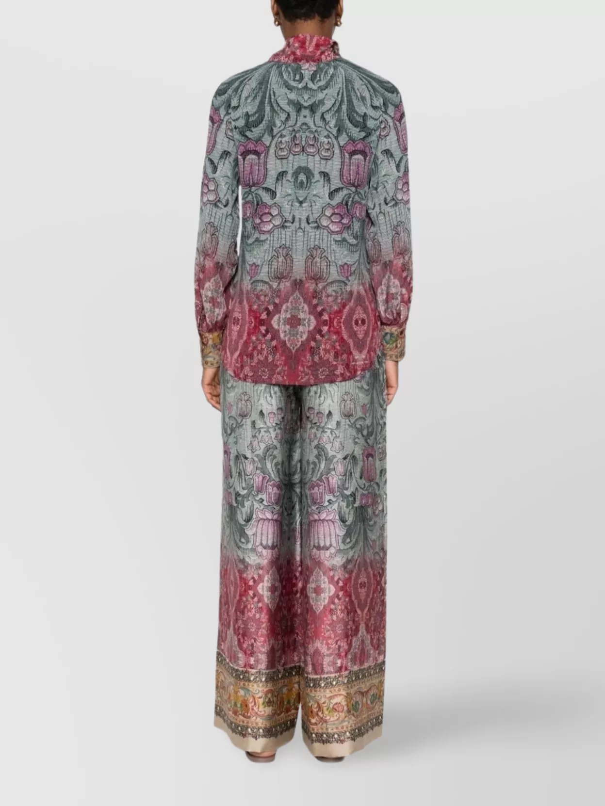Pierre Louise Mascia Silk Shirt With Floral Pattern And Bow
