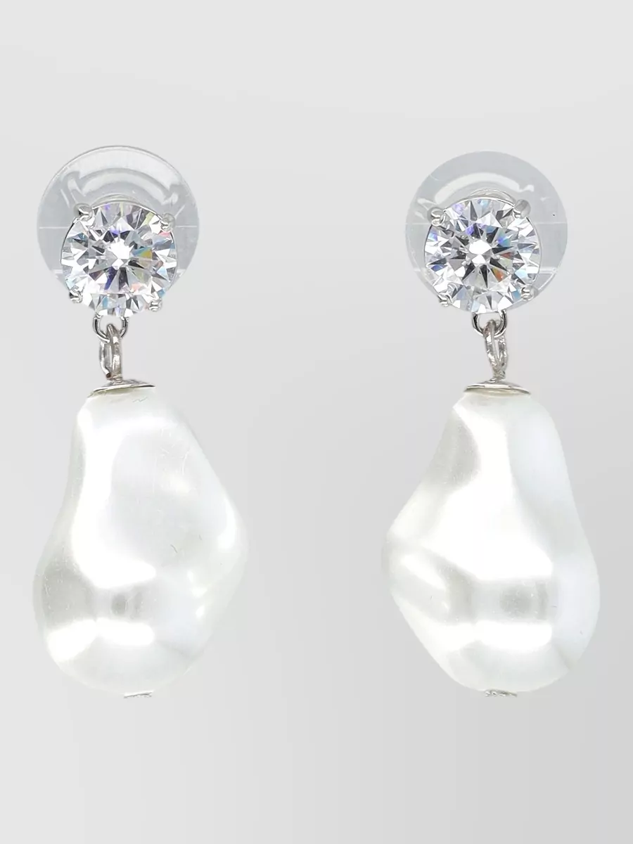 Self-Portrait Crystal Embellished Pearl Drop Earrings