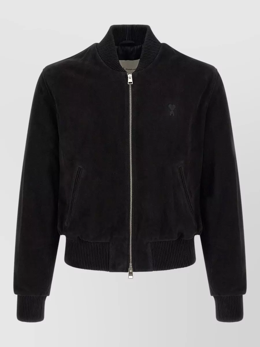 Ami Paris Leather suede bomber jacket
