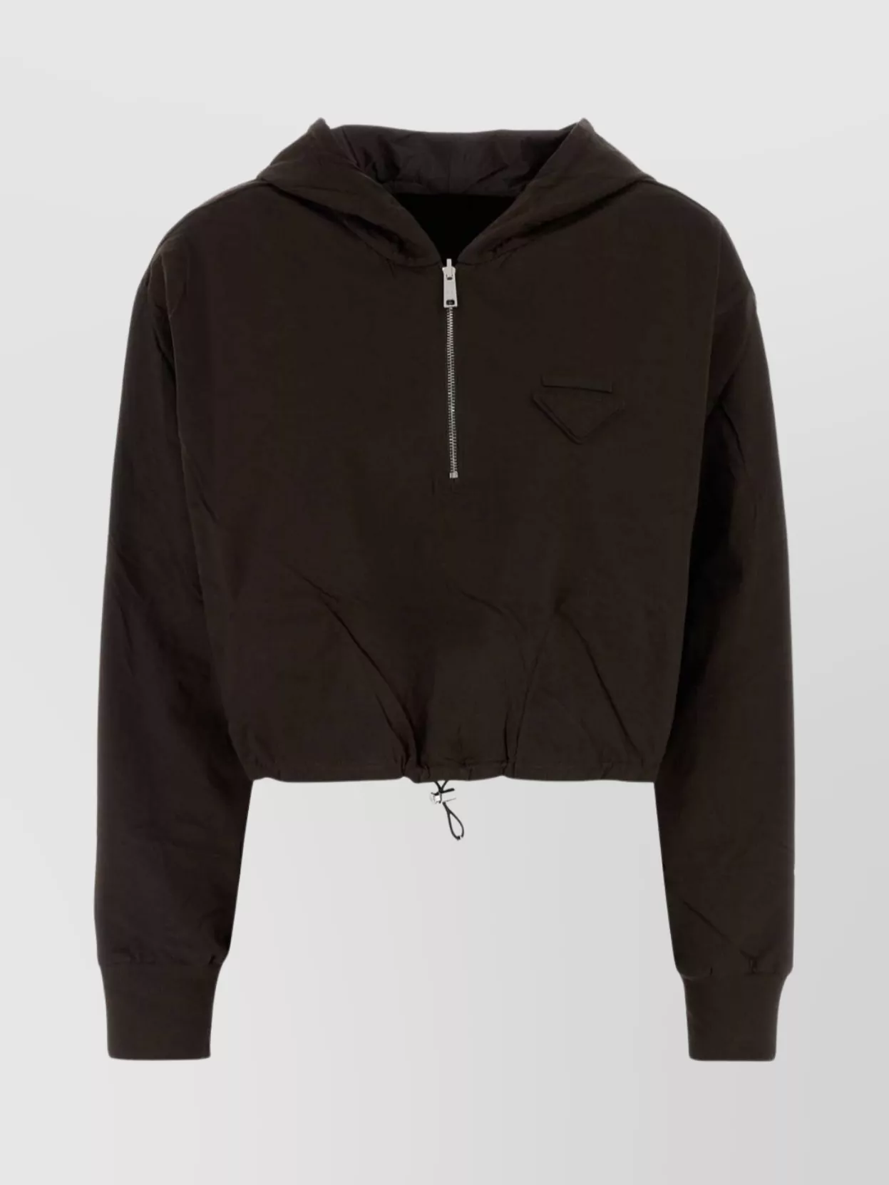 Prada Reversible Drawstring Hem Cotton Sweatshirt In Black