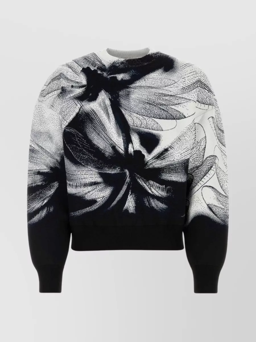 Shop Alexander Mcqueen Viscose Blend Graphic Print Sweater In Black