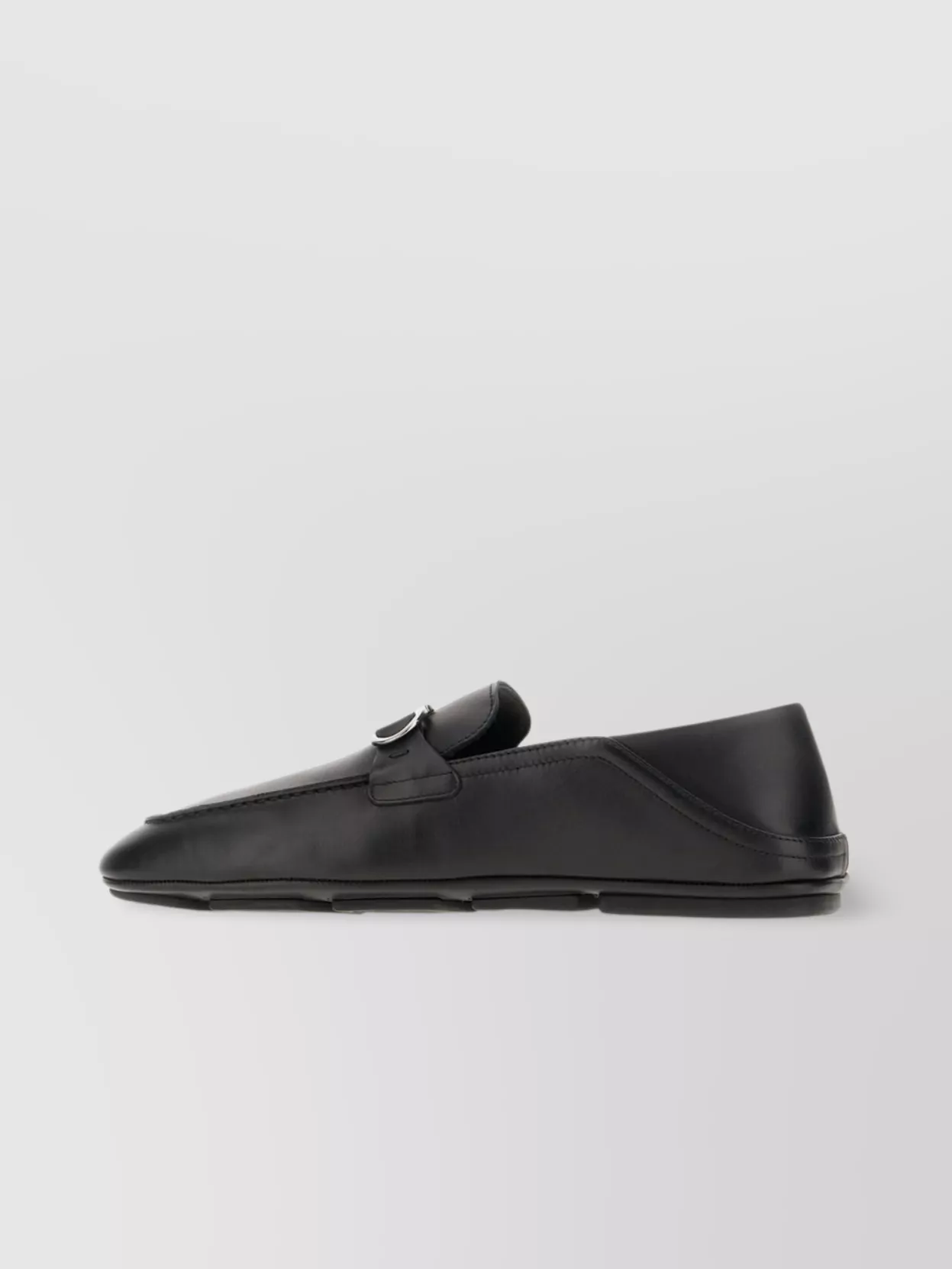 Ferragamo Leather Loafers With Metal Buckle Detail
