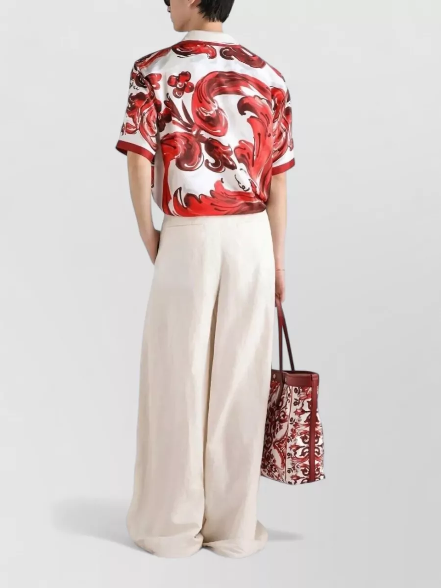 Dolce&Gabbana Silk Printed Short-Sleeve Shirt