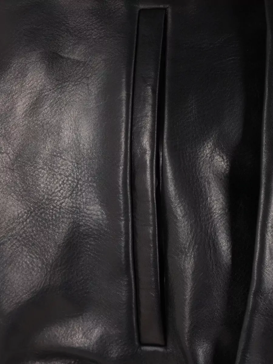 Rick Owens Leather Collared Bomber Jacket