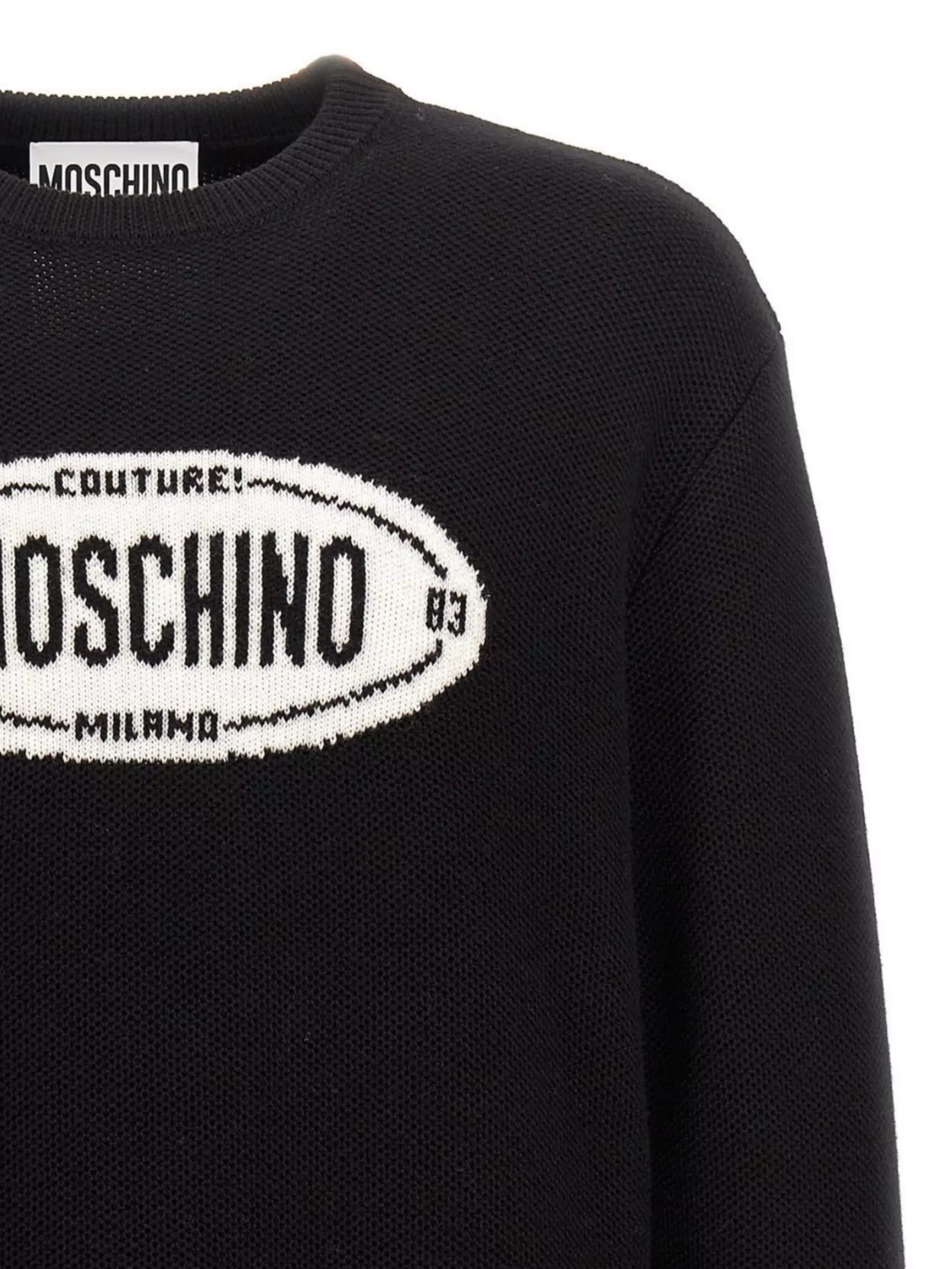 Moschino Crew Neck Logo Intarsia Sweater
