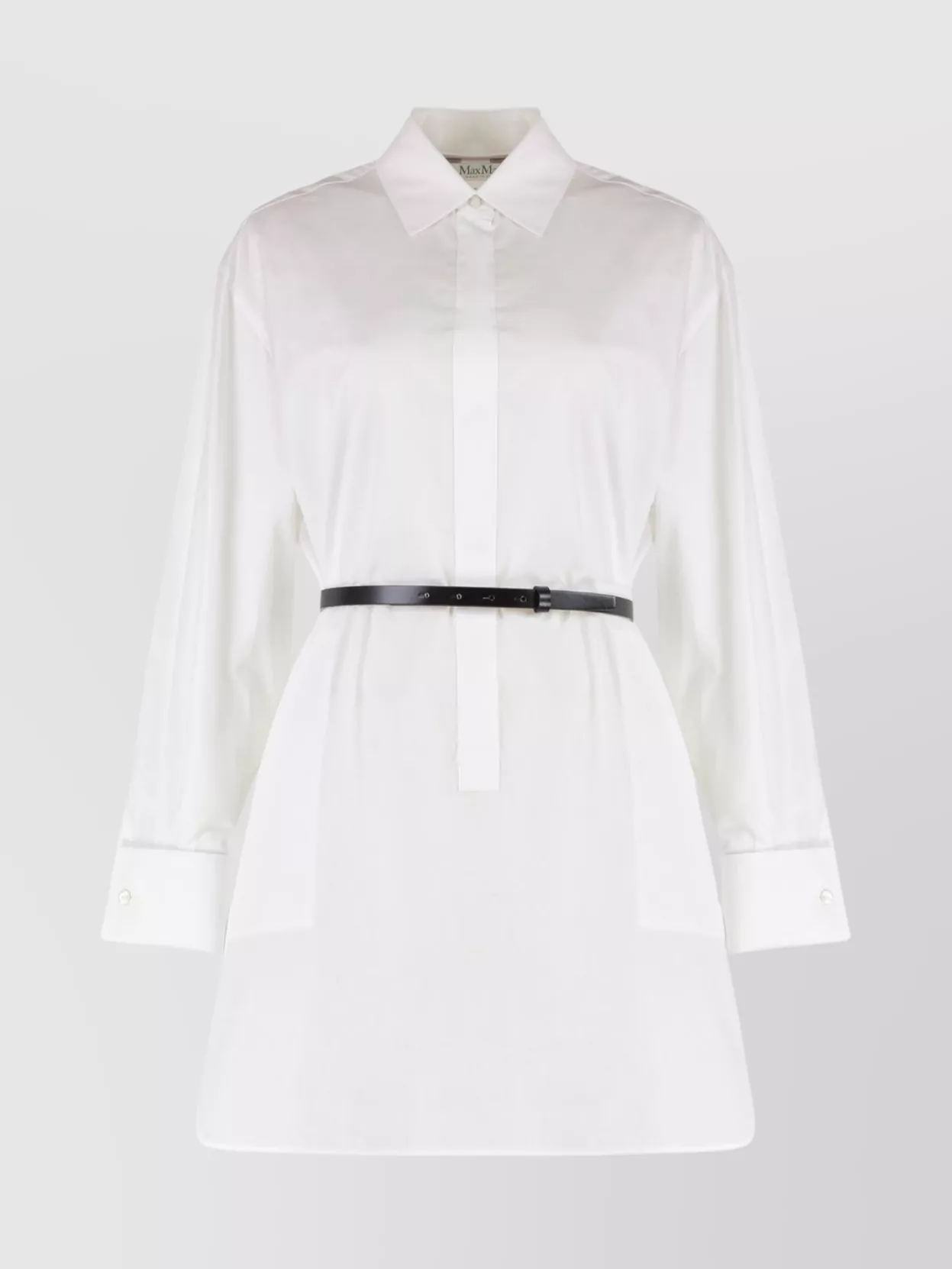 Max Mara Belted Oversize Shirt Dress Leather