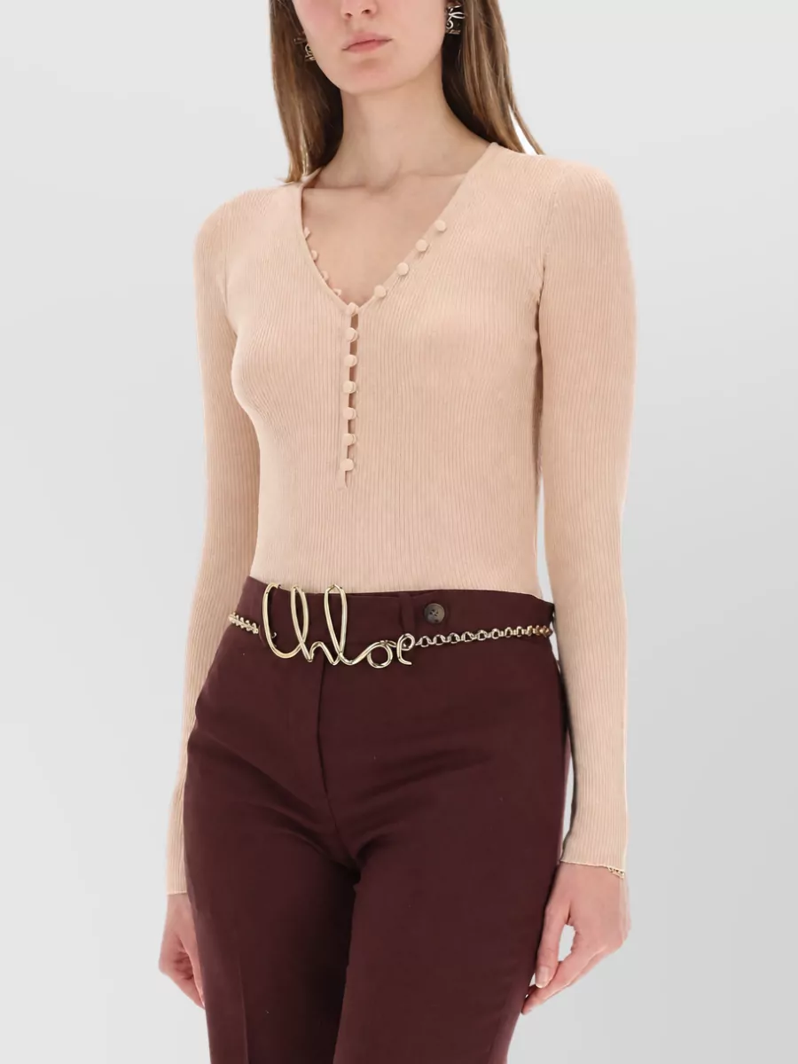 Chloé Ribbed Wool Knit Top