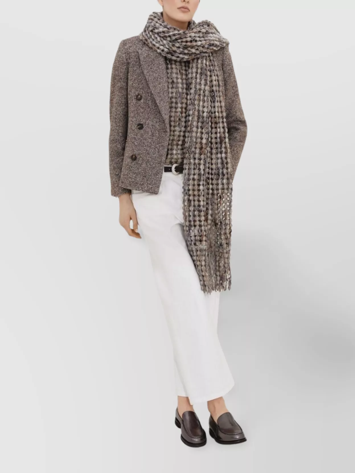 Brunello Cucinelli Wool Double-breasted Jacket With Front Pockets In Brown