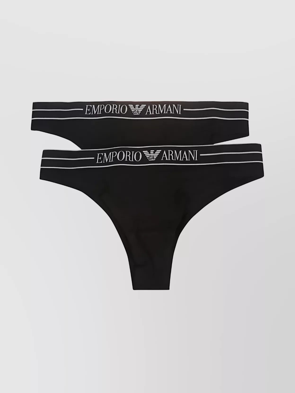 Emporio Armani Two-pack Of Asv Organic-cotton Briefs With Logo Waistband In Black