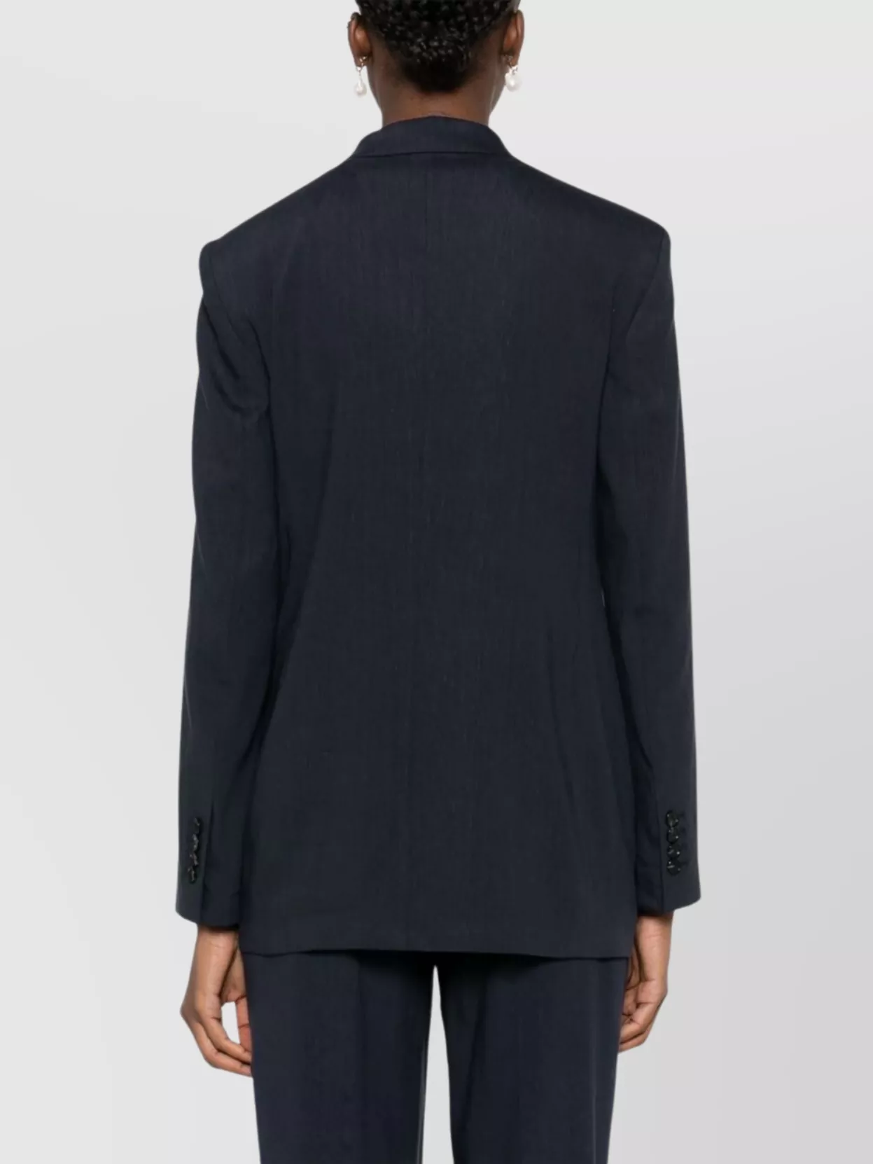 Hugo Boss Linen Double-breasted Blazer With Multiple Pockets In Black
