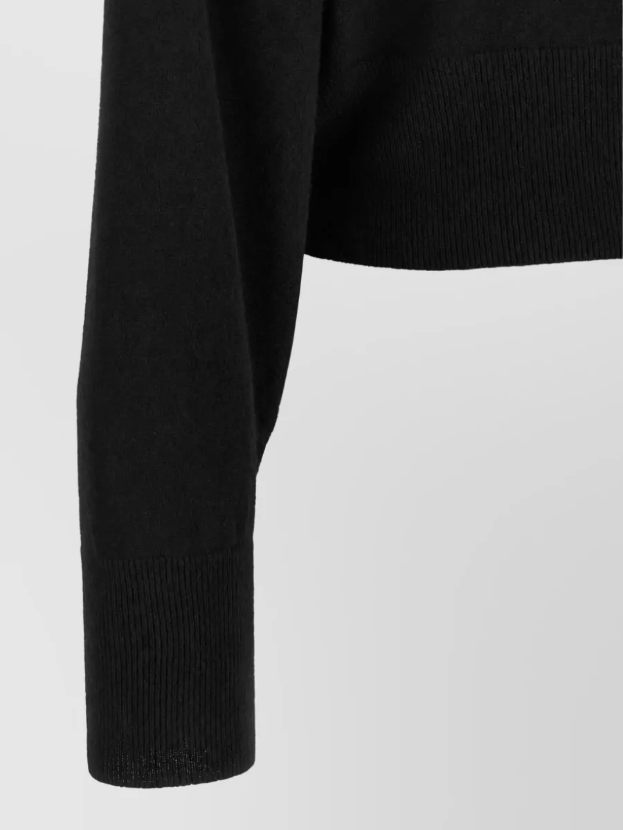 Nude Cashmere Wool Asymmetric Ruffled Long-Sleeve Sweater